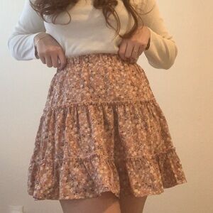 SHEIN Floral A-Line Skirt - Orange